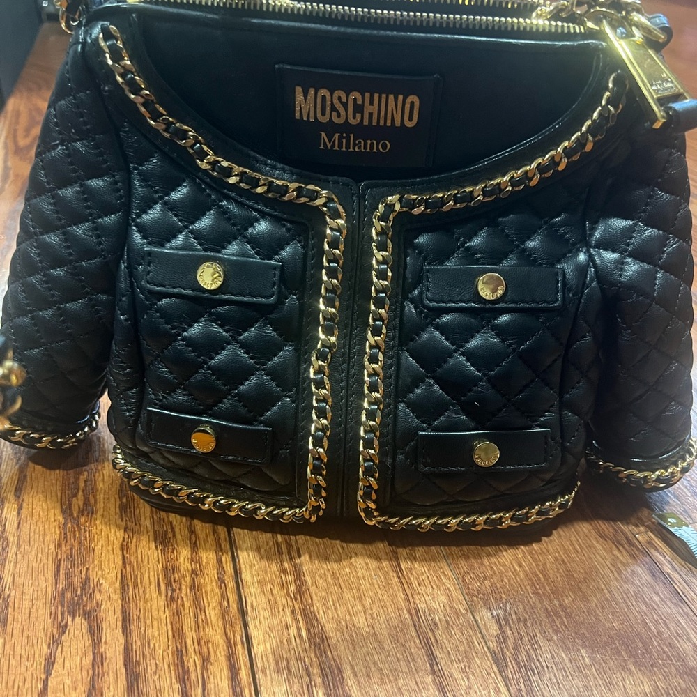 Moschino cutest bag ever leather quilted jacket purse handbag collectible
